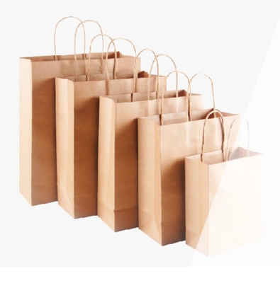 ร้านขายของชำถุงกระดาษบรรจุภัณฑ์ถุงของขวัญคราฟท์สีน้ำตาลสำหรับช้อปปิ้ง