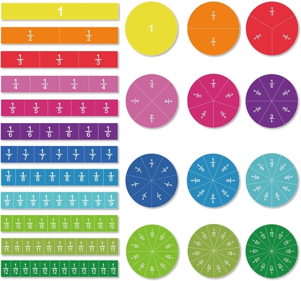 เศษส่วนวงกลมกระเบื้องแม่เหล็ก ชุด 156 ชิ้น 12 การนับรหัสสีและคณิตศาสตร์ของเล่น
